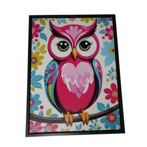 Colorful Owl & Floral Branch Limited Edition Wall Art Painting